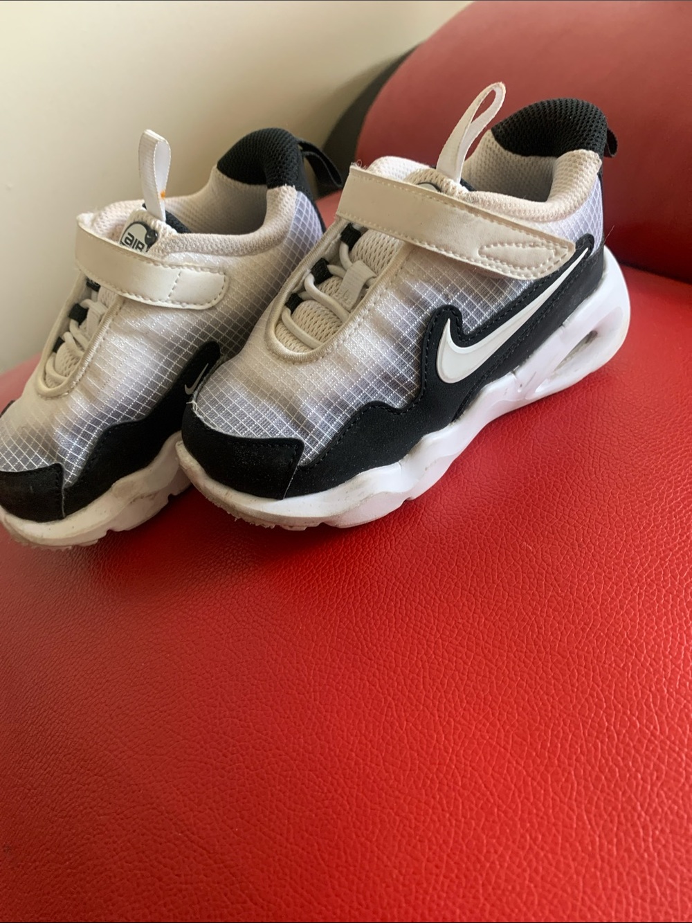 Nike Kids White and Black Velcro Athletic Sneakers